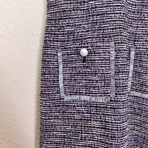 Karl LagerfeldTweed Sheath Dress Womens size10 Purple Mini Sleeveless EUC - Picture 8 of 12